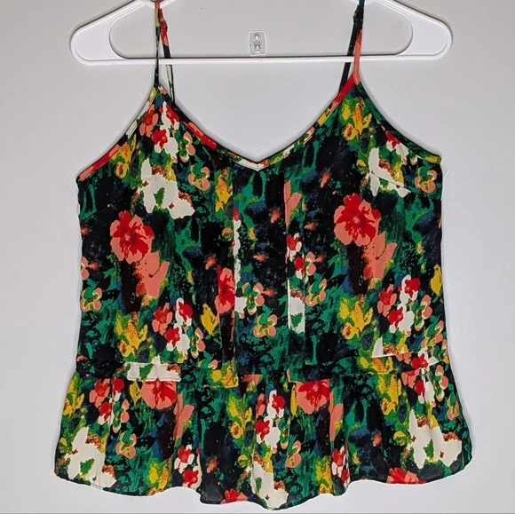 Kimchi Blue Floral Peplum Cami Boho Cottagecore Western Spaghetti Strap Tank Top - Picture 2 of 12